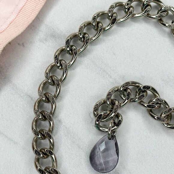 New York & Company Pink Flower Chain Link Belt Silver Tone Large/XL (L/XL) ✨ - Picture 8 of 12